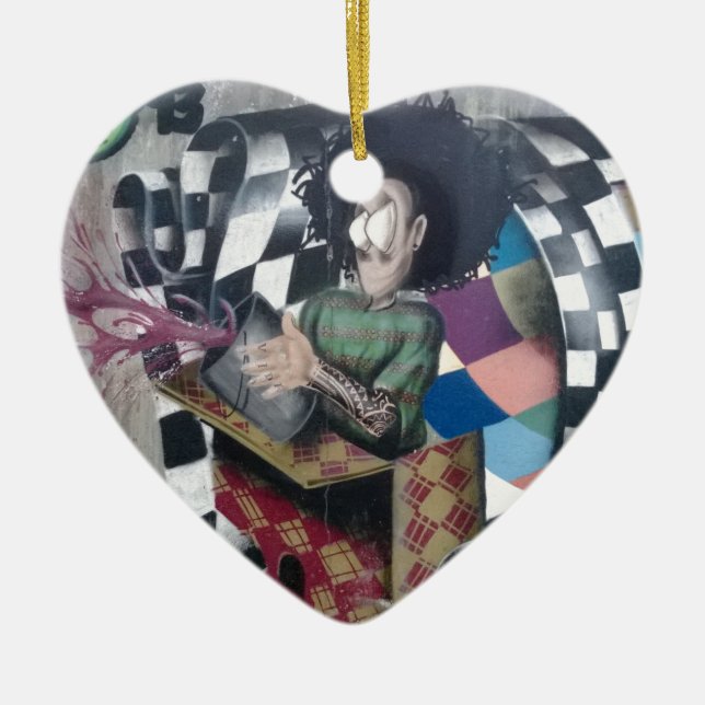 Abstrakt Graffiti Artwork Julgransprydnad Keramik (Framsidan)