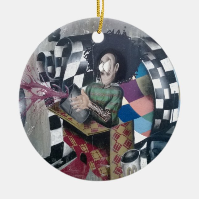 Abstrakt Graffiti Artwork Julgransprydnad Keramik (Framsidan)