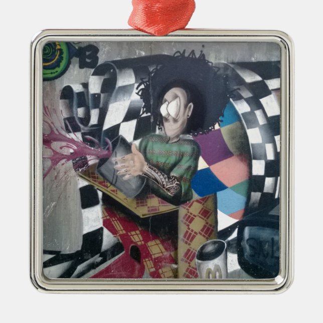 Abstrakt Graffiti Artwork Julgransprydnad Metall (Framsidan)