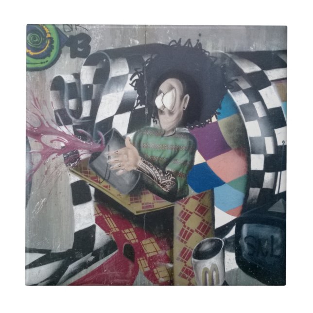 Abstrakt Graffiti Artwork Kakelplatta (Framsidan)