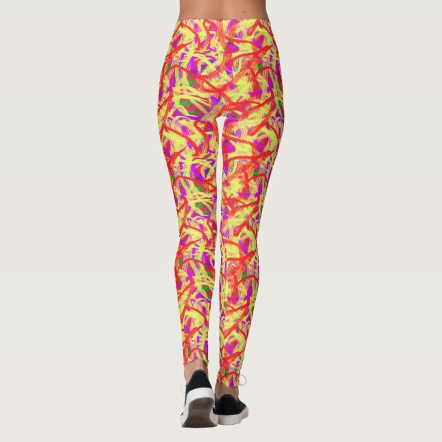 Abstrakt Graffiti Bright Push Painting Leggings (Baksida)