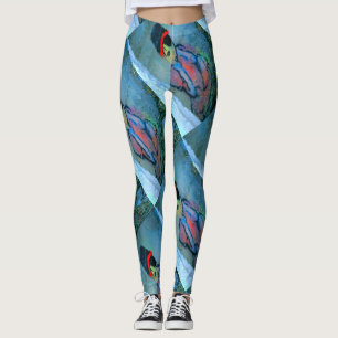abstrakt graffiti girl blue grönt leggings
