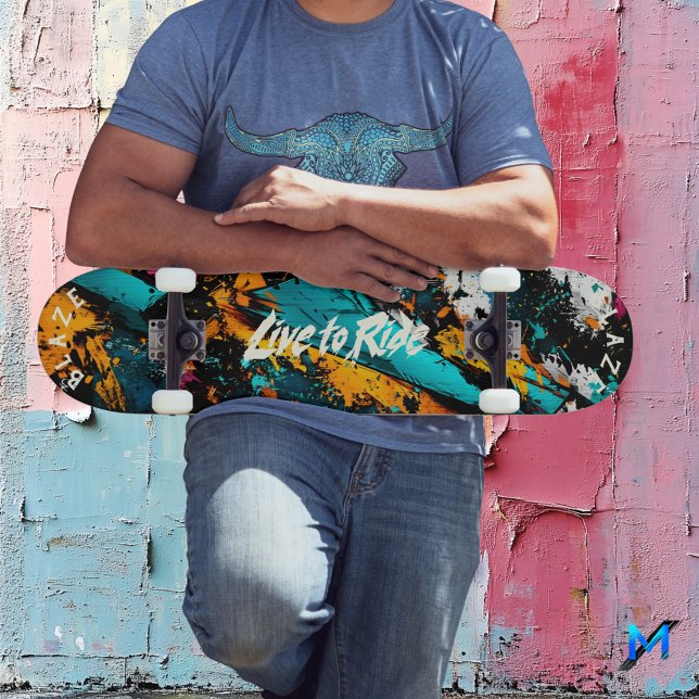 Abstrakt Graffiti Pop Art - Live till Ride Motto Mini Skateboard Bräda 18,5 Cm (Skapare uppladdad)