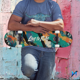 Abstrakt Graffiti Pop Art - Live till Ride Motto Mini Skateboard Bräda 18,5 Cm