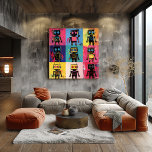 Abstrakt Graffiti Robot Art grid Bold Färg Poster<br><div class="desc">Denna livliga samling av robotfigurer i abstrakt ger futuristiskan en modern stadstvist. Varje robot framställs i en unik kombination av vibrant färg och uttryckliga penseldrag, som blandar graffiti råenergi med popkons lekfulla anda. Den blockerade figurerna och de dynamiska kompositionerna skapar en roligt, öga som fångar in visuella effekter som lägger...</div>