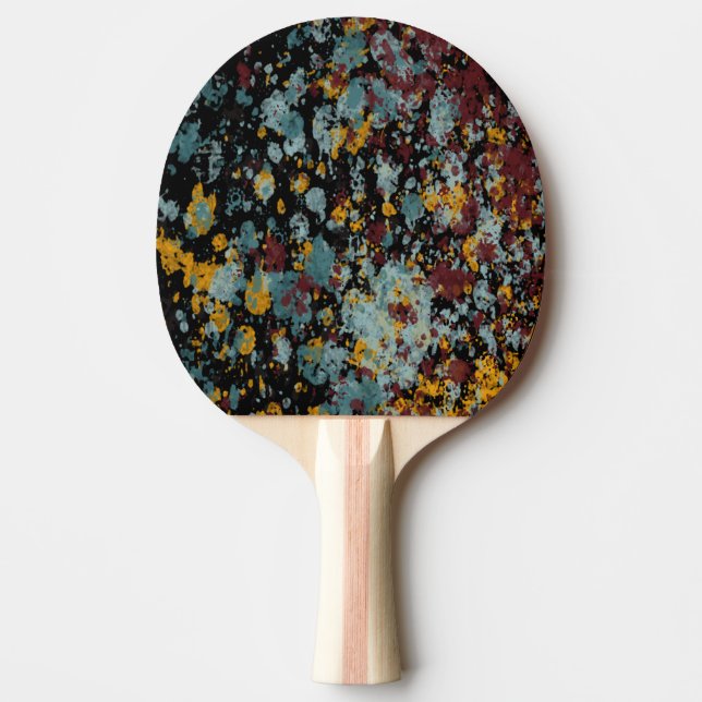 Abstrakt Graffiti Splash-målning Konst på Svart Pingisracket (Framsidan)