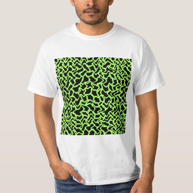 Abstrakt grafisk mönstersvart och limefruktGreen. T Shirt (Framsida)