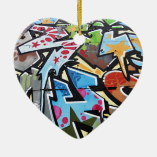 Abstrakt grafitti julgransprydnad keramik