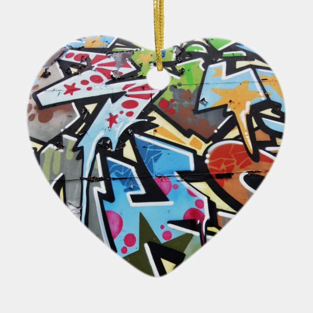 Abstrakt grafitti julgransprydnad keramik (Framsidan)