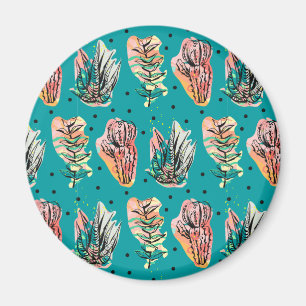 Abstrakt Graphic Cactus Succulent Mönster Magnet