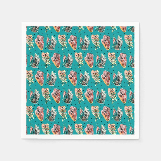 Abstrakt Graphic Cactus Succulent Mönster Pappersservett (Framsidan)