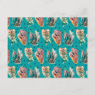 Abstrakt Graphic Cactus Succulent Mönster Vykort