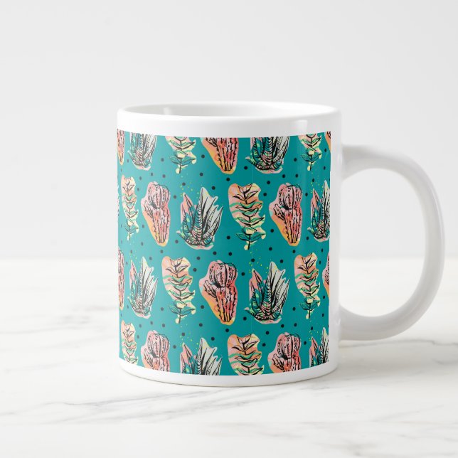 Abstrakt Graphic Cactus Succult Mönster Jumbo Mugg (Höger)