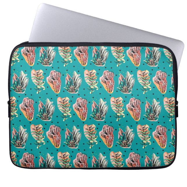 Abstrakt Graphic Cactus Succult Mönster Laptop Sleeve (Framsidan)