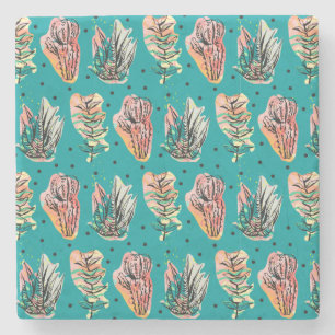 Abstrakt Graphic Cactus Succult Mönster Underlägg Sten