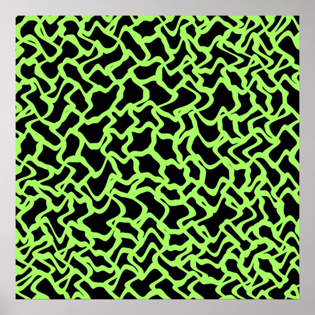 Abstrakt Graphic Mönster Black and Lime Green. Poster (Framsidan)