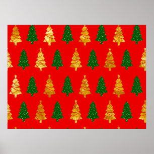 Abstrakt Gräs Träd med Foil Struktur Seamless Chr Poster