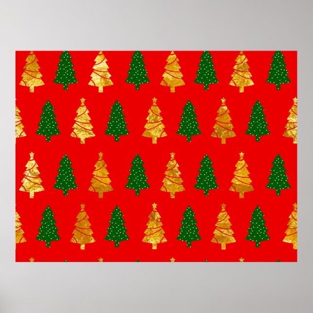Abstrakt Gräs Träd med Foil Struktur Seamless Chr Poster (Framsidan)