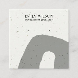 ABSTRAKT GRÅTT CERAMIC STRUKTUR STUD EARRING VISNI FYRKANTIGT VISITKORT