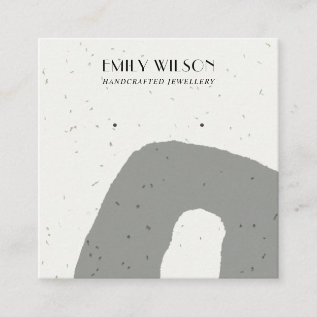 ABSTRAKT GRÅTT CERAMIC STRUKTUR STUD EARRING VISNI FYRKANTIGT VISITKORT (Framsida)