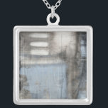 Abstrakt Grått och blå målning Silverpläterat Halsband<br><div class="desc">En Jennifer Goldberger abstrakt grått och blå målning. Det ser ut som en grumlig dag som kan förvandlas till en regnstorm. Om du kärlek är modern konst så är det här tryckningen åt dig. Plocka en i dag!</div>