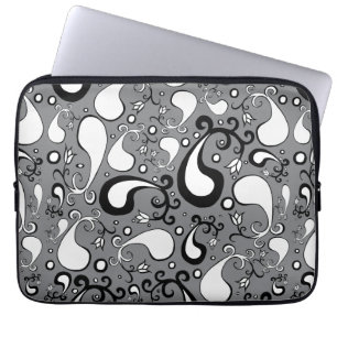 Abstrakt grått och vit Tulip Paisley mönster Laptop Sleeve