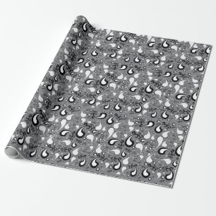 Abstrakt grått och vit Tulip Paisley mönster Presentpapper