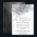 *~* Abstrakt Grått-penseldrag Silver Glitter Inbjudningar<br><div class="desc">Energetiskt utökad Abstrakt för Elegant Grått / Grått Watercolor Push Stroke med Silver Glitter på en vit bakgrund. Den här utformningen är en underbar sofistikerad modern design som du kan använda för att starta ett giftermål. Silver glitter och abstrakt ge är en lätt boho bohemian beröring. Den här designen är...</div>