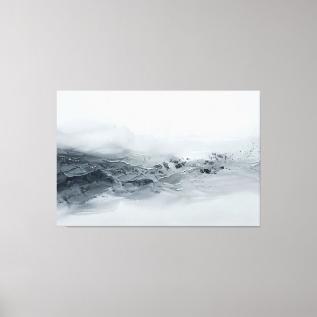 Abstrakt grått silver landskapsmodern minimalistis canvastryck (Framsida)