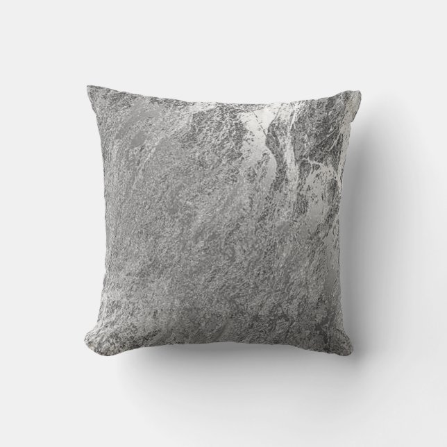 Abstrakt Grått Silver Monochrom VIP Marble Pastel Kudde (Framsida)