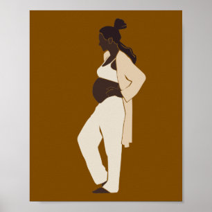 Abstrakt Gravid Kvinnlig Silhuett Maternity Konst Poster