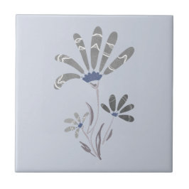 Abstrakt Grayscale Psychedelic Flowers Kakelplatta