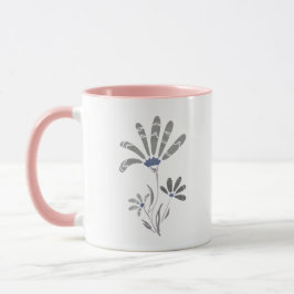 Abstrakt Grayscale Psychedelic Flowers Mugg