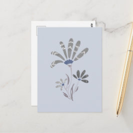 Abstrakt Grayscale Psychedelic Flowers Vykort