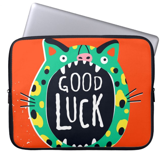 Abstrakt gris lycka till laptop fodral (Framsidan)