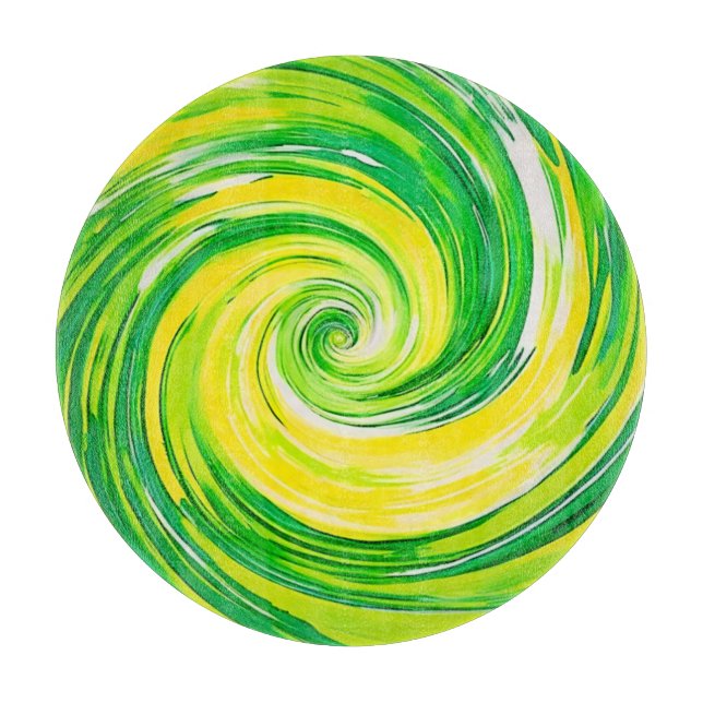 Abstrakt grön gul spiral konst (Framsidan)