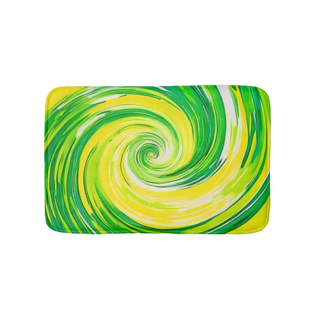 Abstrakt grön gul spiral konst badrumsmatta (Framsidan)