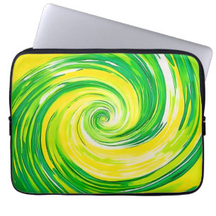 Abstrakt grön gul spiral konst laptop fodral