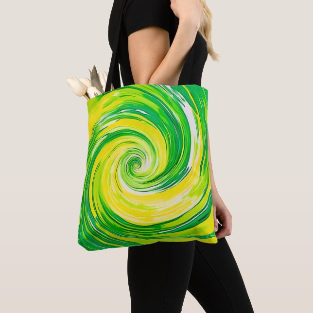 Abstrakt grön gul spiral konst tygkasse (Närbild)