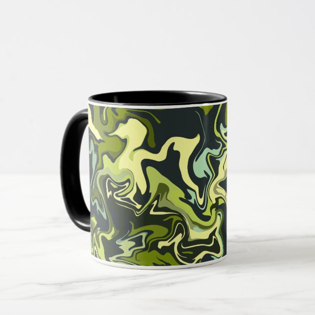 Abstrakt grön marmor design mugg (Framsida vänster)
