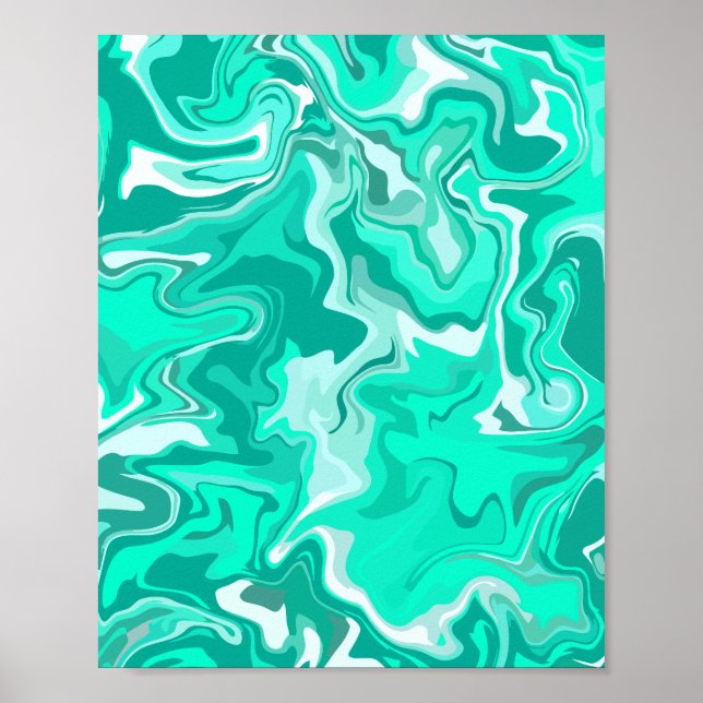 Abstrakt grön marmor effekt design poster (Framsidan)