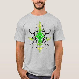 Abstrakt grön mask tribal tatuering design t shirt