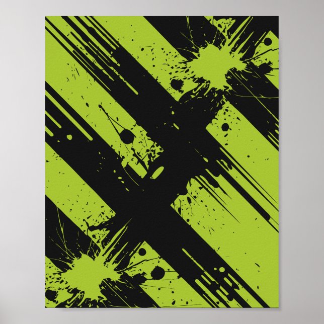 Abstrakt grön och svart färgsprut poster (Framsidan)
