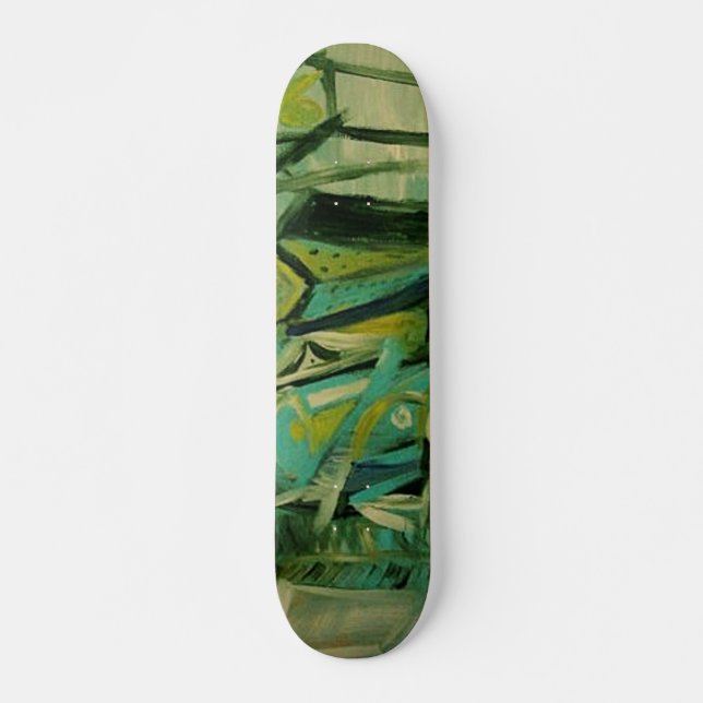 Abstrakt Grön Skateboard Bräda 21,5 Cm (Framsida)