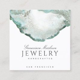 Abstrakt Grönt Agate Jewelry Designer Fyrkantigt Visitkort