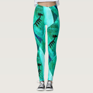 abstrakt grönt av konst i sydvästra sten leggings