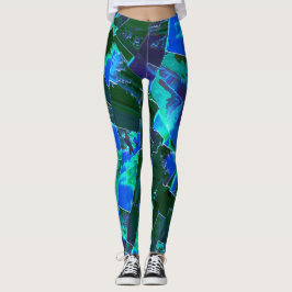 Abstrakt grönt, betesdelar och blå himmel, notade leggings