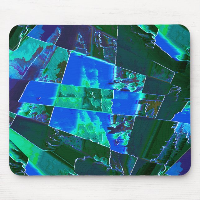 Abstrakt grönt, betesdelar och blå himmel, notade musmatta (Framsidan)