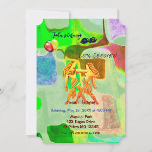 Abstrakt Grönt Birthday Gemini (maj 21-juni 20) Inbjudningar