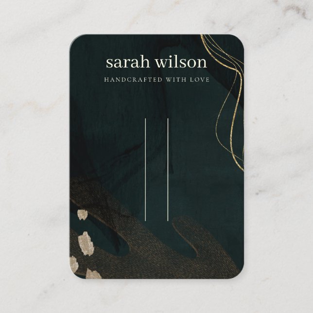 Abstrakt Grönt Black Guld 3 Hair-stift band Visnin Visitkort (Framsida)